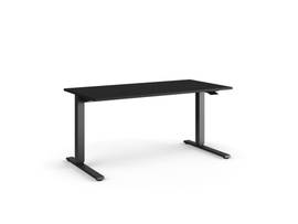 FLOAT SIT/STAND TABLE WITH 30INX60IN BLACK LAMINATE SURFACE, 63IN BASE, REMOVEABLE COUNTERBALANCE CRANK, AND HEIGHT ADJUSTMENT PADDLE ON RIGHT