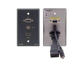 KRAMER WXA-H/US(B) PASS VE WALL PLATE 15 PIN HD 3.5MM AUDIO HDMI US BLK