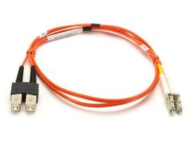 OM2 50/125 Multimode Fiber Optic Patch Cable - OFNR PVC, SC to LC, Orange, 3-m (