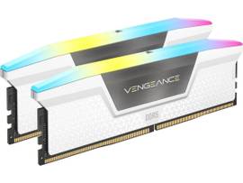 CORSAIR DDR5, 6000MT/S 32GB 2X16GB DIMM, UNBUFFERED, 36-38-38-76, STD PMIC, XMP 3.0, VENGEANCE RGB DDR5 WHITE HEATSPREADER, BLACK PCB, 1.25V
