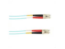 OM3 50/125 Multimode Fiber Optic Patch Cable - OFNP Plenum, LC to LC, Aqua, 10-m