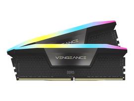 CORSAIR DDR5, 6000MT/S 32GB 2X16GB DIMM, UNBUFFERED, 36-44-44-96, STD PMIC, XMP 3.0, VENGEANCE RGB DDR5 BLACK HEATSPREADER, BLACK PCB, 1.4V