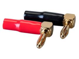 MONOPRICE 1 PAIR RIGHT ANGLE 24K GOLD PLATED BANAN