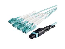 10M (30FT) MTP(F)/PC TO 4X LC/PC DUPLEX BREAKOUT OM3 MULTIMODE FIBER OPTIC CABLE, OFNP PLENUM, 40G NETWORKS, LOW INSERTION LOSS - FIBER JUMPER CORD