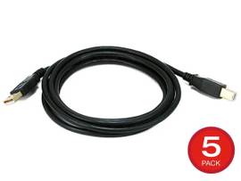 MONOPRICE USB TYPE-A TO USB TYPE-B 2.0 CABLE - 28/24AWG GOLD PLATED BLACK 6FT_ 5-PACK