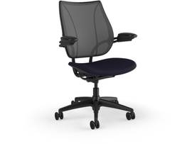 LIBERTY TASK CHAIR WITH BLACK FRAME AND HEIGHT-ADJUSTABLE ARMS - NAVY CORDE 4 FABRIC