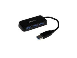 PORTABLE 4 PORT MINI USB 3.0 HUB - BLACK