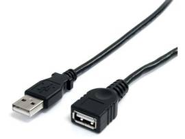 3 FT BLACK USB EXTENSION CABLE A TO A