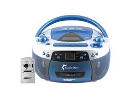 VCOM AUDIOSTAR BOOMBOX RADIO, CD, USB, CASSETTE PLAYER WITH TAPE AND CD TO MP3 CONVERTER