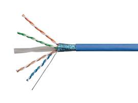 MONOPRICE CAT6A ETHERNET BULK CABLE - SOLID_ 550MHZ_ F/UTP_ CMR_ RISER RATED_ PURE BARE COPPER WIRE_ 10G_ 23AWG_ 500FT_ BLUE (UL) (TAA)