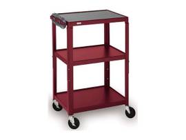 BRETFORD ADJ. CART W/ SHELF, POWER STRIP, RED