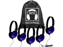 VCOM HAMILTONBUHL SACK-O-PHONES, 5 BLUE PRIMOHEADPHONES