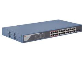 HIKVISION L2, SMART MANAGED, 24 10/100M RJ45 POE PORTS, 2 GIGABIT COMBO PORTS, 802.3AF/AT, POE POWER BUDGET 370W, MAX. 300 METER LONG DISTANCE