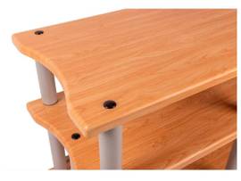MONOPRICE MONOLITH BY MONOPRICE DOUBLE-WIDE XL 3-TIER AV STAND_ MAPLE