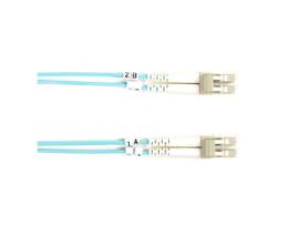 OM3 50/125 Multimode Fiber Optic Patch Cable - OFNR PVC, LC to LC, Aqua, 2-m (6.