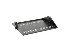ROCSTOR PREMIUM 2U UNIVERSAL CANTILEVER 20IN (500MM) DEEP CENTER RACK SHELF FOR 2-POST RACK - 44LB (20KG) WEIGHT CAPACITY - COLD-ROLLED STEEL -