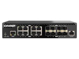 QNAP HALF-RACKMOUNT SWITCH QSW-M3216R-8S8T-US, LAYER 2 16 PORT MANAGED SWITCH, 8 PORT OF 10GBE NBASE-T (10G/5G/2.5G/1G/100M) 8 PORT OF 10GBE SFP+