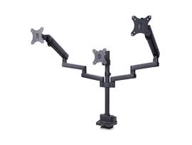 STARTECH TRIPLE MONITOR DESK MOUNT UP TO THREE 27IN SCREENS VESA 75X75/100X100 TOOL-LESS ARM ADJUSTMENTS C-CLAMP/GROMMET MOUNT SPRING-ASSISTED ARMS