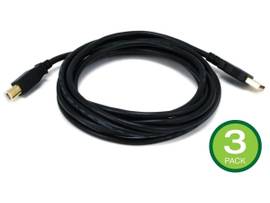 MONOPRICE USB TYPE-A TO USB TYPE-B 2.0 CABLE - 28/24AWG GOLD PLATED BLACK 10FT_ 3-PACK