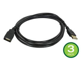 MONOPRICE USB TYPE-A TO USB TYPE-A FEMALE 2.0 EXTENSION CABLE - 28/24AWG GOLD PLATED BLACK 6FT_ 3-PACK