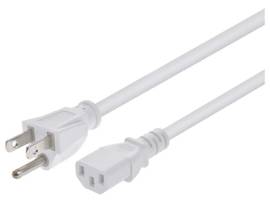 MONOPRICE POWER CORD - NEMA 5-15P TO IEC 60320 C13_ 18AWG_ 10A_ 125V_ 3-PRONG_ WHITE_ 6FT
