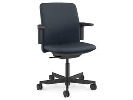 PATH TASK CHAIR WITH BLACK FRAME WITH BLACK TRIM AND HEIGHT-ADJUSTABLE ARMS - BLUE STEEL FORMSENSE ECO KNIT TEXTILE