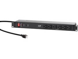MONOPRICE 14 OUTLET METAL 1U RACKMOUNT PDU POWER DISTRIBUTION UNIT SURGE PROTECTOR_ 6FT CORD_ 1050 JOULES