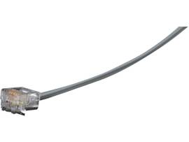 Flat Satin Telco PC STR UNSH PVC STR-Pin 6-Wire RJ11 M/M GY 25FT