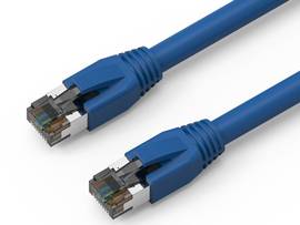 AXIOM 50FT CAT8 2000MHZ S/FTP SHIELDED PATCH CABLE SNAGLESS BOOT (BLUE)