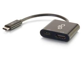 C2G USB-C TO HDMI+USB-C CHARGING BLACK