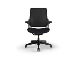 SMART TASK CHAIR WITH BLACK FRAME AND HEIGHT-ADJUSTABLE ARMS - MIDNIGHT CORVARA LEATHER