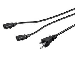 MONOPRICE POWER CORD SPLITTER - NEMA 5-15P TO 2X IEC 60320 C13_ 16AWG_ 13A/1625W_ SJT_ BLACK_ 3FT