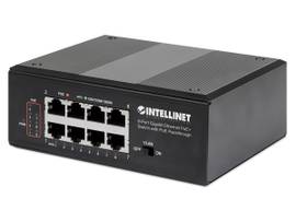 ONE PD POE PORT WITH 95 W POWER INPUT SEVEN PSE POE PORTS POE POWER BUDGET UP TO 120 W IEEE 802.3AT/AF COMPLIANT DIN-RAIL MOUNT