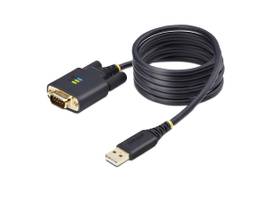 STARTECH 6.6FT (2M) USB TO SERIAL ADAPTER CABLE, COM RETENTION, INTERCHANGEABLE SCREWS/NUTS, USB-A TO DB9 RS232, FTDI IC, ESD PROTECTION