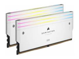 CORSAIR DDR5, 6000MT/S 32GB 2X16GB DIMM, UNBUFFERED, 30-36-36-76, STD PMIC, XMP 3.0, DOMINATOR TITANIUM WHITE HEATSPREADER, RGB LED, 1.4V
