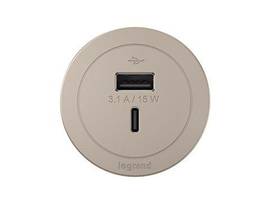 LEGRAND-WIREMOLD ROUND FPC USB ONLY NICKEL