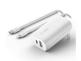 BELKIN,37W USB PD WALL CHGR W/PPS,WH W/PVC, C-LTG, 1M, WH