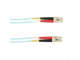 OM3 50/125 Multimode Fiber Optic Patch Cable - OFNR PVC, LC to LC, Aqua, 10-m (3
