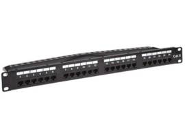MONOPRICE 24-PORT CAT6 UNSHIELDED UL LISTED PATCH PANEL_ 1U_ 110/DUAL IDC_ WITH WIRE SUPPORT BAR_ METAL FRONT_ POE++ (TAA)