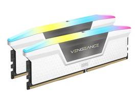 CORSAIR DDR5, 5600MT/S 32GB 2X16GB DIMM, UNBUFFERED, 40-40-40-77, XMP 3.0, VENGEANCE RGB DDR5 WHITE HEATSPREADER, RGB LED, 1.25V