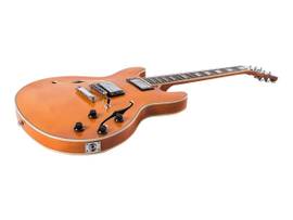 MONOPRICE INDIO BY MONOPRICE BOARDWALK TRANSPARENT AMBER HOLLOW BODY ELECTRIC GUITAR WITH GIG BAG