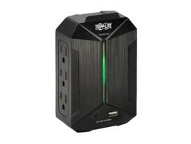EATON TRIPP LITE SURGE PROTECTOR 6-OUTLET 2 USB PORTS DIRECT PLUG-IN 490 JOULES BLACK