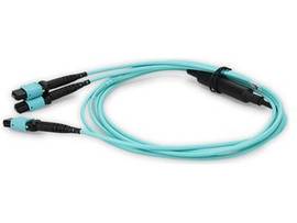 AddOn 6m MP-16 (Female) to 4xMP (Female) OM4 16-strand Crossover Aqua Fiber LSZH