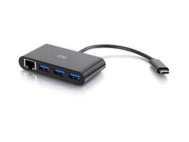 C2G USB-C ETH A/ 3-PORT USB HUB BLK