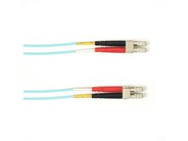 OM4 50/125 Multimode Fiber Optic Patch Cable - OFNR PVC, LC to LC, Aqua, 3-m (9.