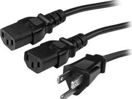 10FT POWER Y CORD, NEMA 5-15P TO 2X C13