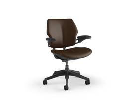 FREEDOM TASK CHAIR WITH GRAPHITE FRAME AND HEIGHT-ADJUSTABLE ARMS - CANYON/COFFEE TICINO LEATHER