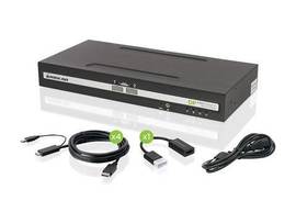 IOGEAR 2-PORT SINGLE VIEW DISPLAYPORT/HDMI UNIVERSAL SECURE KVM SWITCH W/AUDIO AND CAC SUPPORT. PP4.0 TAA COMPLIANCE