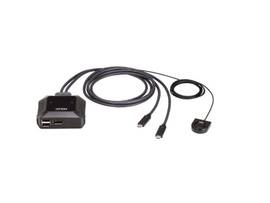 ATEN 2-PORT USB-C 4K DISPLAYPORT CABLE SWITCH WITH REMOTE PORT SELECTOR