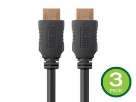MONOPRICE 4K HIGH SPEED HDMI CABLE 6FT - 18GBPS BLACK - 3 PACK